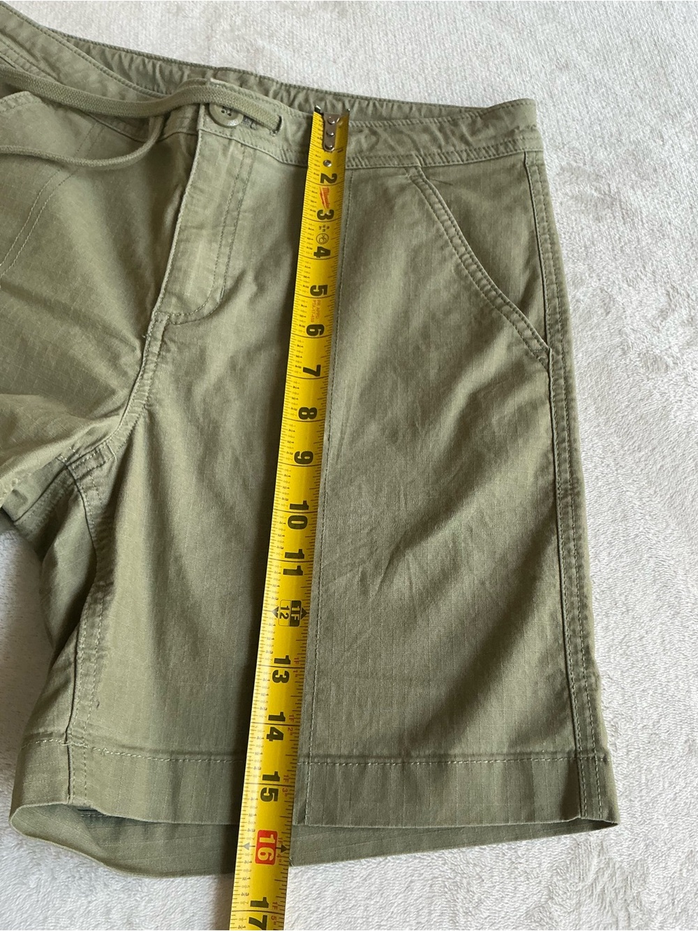 Eddie Bauer Olive Green Flat Front Drawstring Shorts - Picture 10 of 14